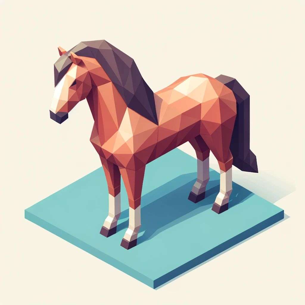 a horse, low polygon isometric render